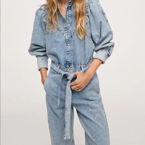Mango belt denim jumpsuit -NEW
